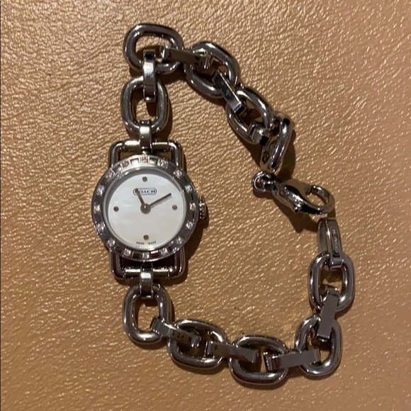 Coach Stainless Steel Link Watch with Crystals